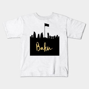 BAKU AZERBAIJAN DESIGNER SILHOUETTE SKYLINE ART Kids T-Shirt